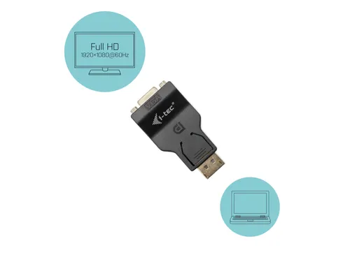 i-tec DisplayPort to VGA Adapter, DisplayPort, VGA, Zwart