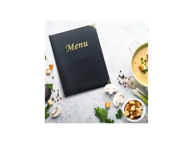 Menukaart Securit a4 4 tas zwart lederlook