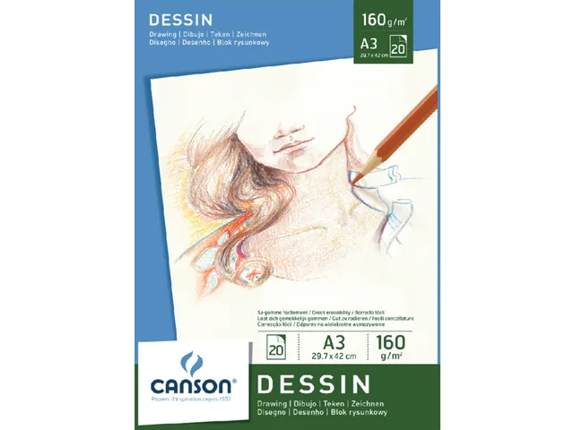 Tekenpapier Canson Graduate Drawing 30vel 160gr A3 helderwit