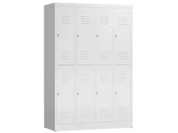 Dubbeldekse garderobekast 1800x1185x500mm 4x2vak klink RAL9003