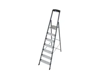 trapladder,eenzijdig,7treden,bordes m. antislip elementen,Stand H 1,5m - 1