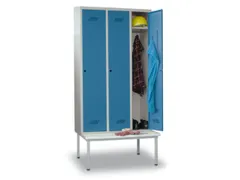 locker met bank,HxBxD 2150x1200x500mm,3vak,RAL7035,front RAL5012