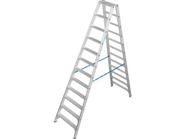 dubbele ladder,beide zijden,2x12treden m. R13-laag,treden met profiel