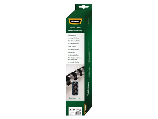 Bindrug Fellowes 10mm 21-rings A4 zwart 25stuks