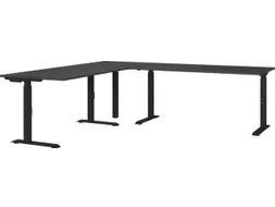 hoekbureau,in h. verstelb.,HxBxD 710-910x2600x2200mm,blad grafiet