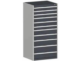 ladekast HxBxD 1600x800x650mm 11laden RAL7035 front RAL7016 - 1