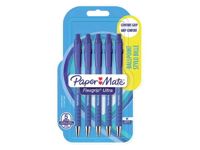 Balpen Paper Mate Flexgrip Ultra medium blauw blister à 5 stuks
