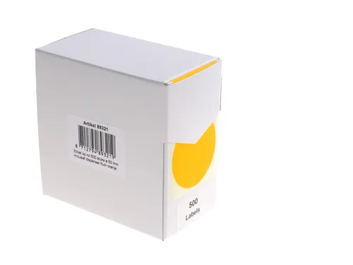 Etiketten Op Rol 50mm Fluor Oranje Met Dispenser 500 Stuks