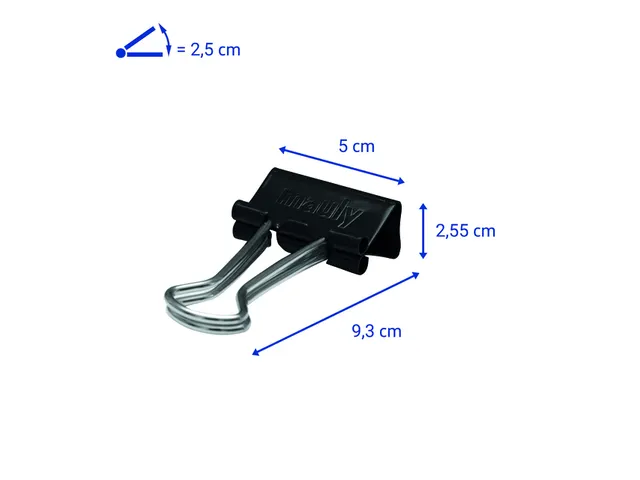 Papierklem MAULy 214 foldback 50mm zwart 12 stuks
