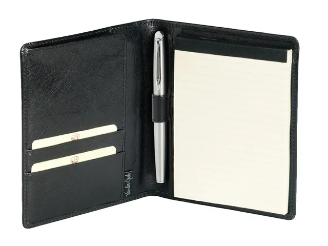 Schrijfmap van der Spek A6 buffelleer zwart