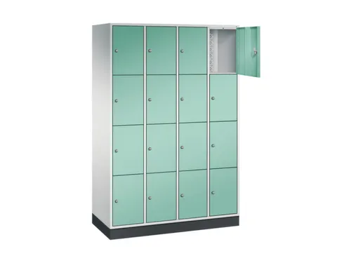 lockerkast,RAL 7035/RAL 7021,HxBxD 1950x1220x500mm,4x4vakken,cil.-slot