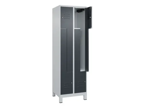 Z-garderobekast,HxBxD 1950x600x500mm,vak B 150/300mm,cil.-slot,voeten