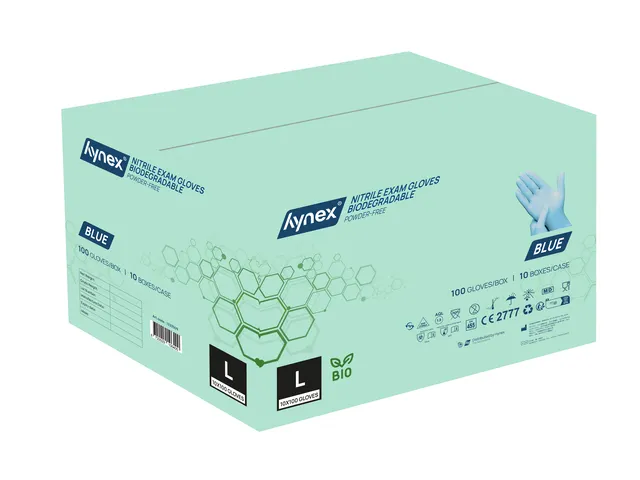 Handschoen Hynex nitril Maat L blauw 3.5gr 100 stuks