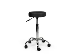 Tabouret kruk zwart standaard gasveer harde wielen