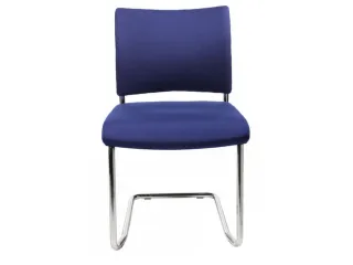 Bezoekersstoel Blauw Stof 450x480x450mm Verchroomd Sledeframe - 1
