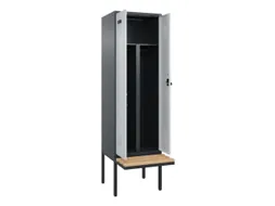 PBM-locker met bank,HxBxD 2120x600x815mm,2vak,vak B 300mm,draaigrendel
