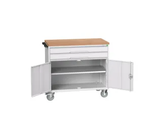 gereedschapswagen 980x1050x600mm multiplexblad 2 laden+kast RAL7035 - 1