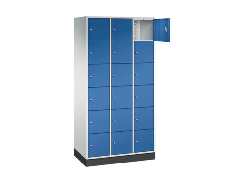 lockerkast,RAL 7035/RAL 5010,HxBxD 1950x920x500mm,3x6vakken,cil.-slot