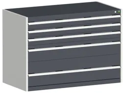 ladekast HxBxD 900x1300x750mm 5laden romp RAL7035 front RAL7016