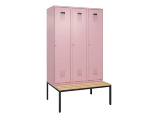 locker met bank,voor scheiding van kleding,HxBxD 2120x1200x815mm,3vak - 2