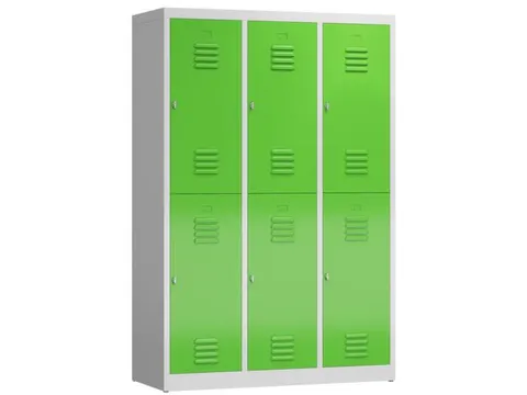 Dubbeldekse garderobekast 1800x1185x500mm 3x2vak 400mm RAL7035 RAL6018