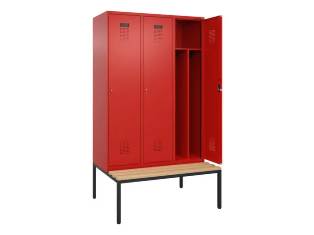 locker met bank,voor scheiding van kleding,HxBxD 2120x1200x815mm,3vak