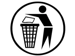sticker,v. afvalbak,Saubermännchen,zwart