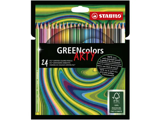 Kleurpotloden STABILO 6019 GREENcolors Arty assorti etui à 24 stuks
