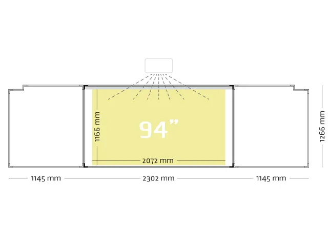 Projectiebord vijfvlaks 126x231cm 16:9 mat wit Extraflat finger touch