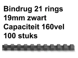 Bindrug Fellowes 19mm 21-rings A4 zwart 100stuks