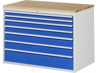ladekast 825x1145x650mm 7laden cilinderslot RAL7035 RAL5010 beuken - 1