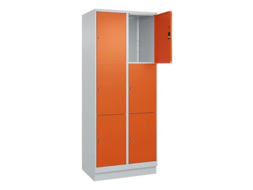 lockerkast,HxBxD 1950x800x500mm,2x3vakken,vak B 400mm,cil.-slot,sokkel