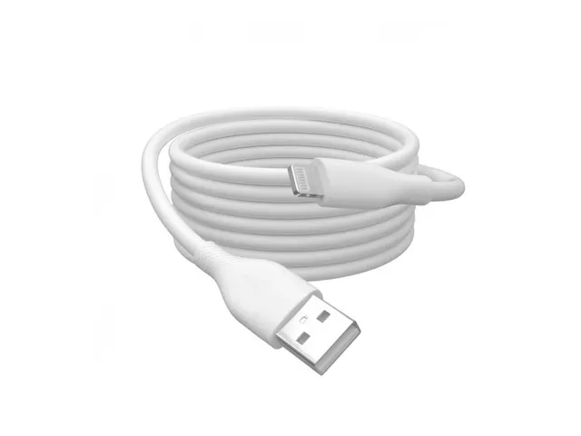 USB siliconen oplaadkabel USB-A Lightning 1m USB 2.0 12W Wit