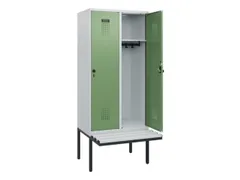 locker met bank,HxBxD 1950x800x815mm,2vak,vak B 400mm,draaigrendel