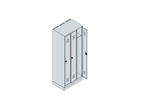 locker,HxBxD 1950x750x500mm,3vak,vak B 250mm,cil.-slot,sokkel