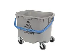 Emmer grijs 30 liter met blauwe hendel en wielen 75mm