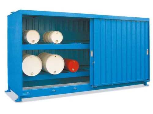 Stellingcontainer Gevaarlijke Stoffen Max. 16X200L Vaten Liggend