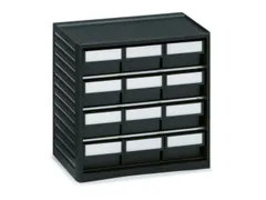 ESD-assortimentskast,HxBxD 290x310x180mm,12lade(n),laden zwart