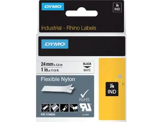 Labeltape Rhino 1734524 Nylon 24mmx3.5m Zwart Op Wit - 1