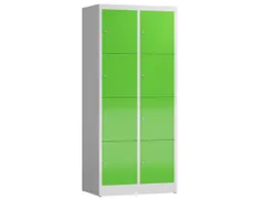 Lockerkast 1800x800x500mm 2x4 vakken cilinderslot, sokkel, RAL6018