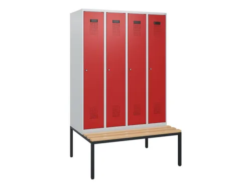 locker met bank,HxBxD 1950x1200x815mm,4vak,vak B 300mm,cilinderslot
