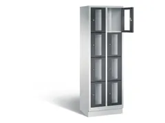 Lockerkast 1800x610x500mm 2x4 vakken Cilinderslot, Sokkel, RAL7021