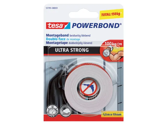 Powerbond dubbelzijdige plakband Tesa ultra 19mmx1.5m