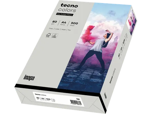 Inapa Tecno colors Gekleurd papier A4 Grijs 80 gram 500vel