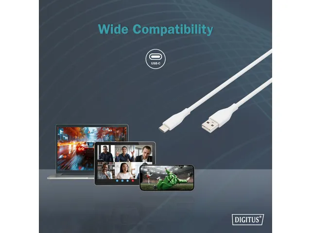 USB-C siliconen oplaadkabel USB-A USB-C 0,5m USB 2.0 60W wit