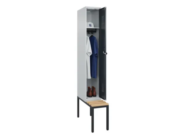 locker met bank,HxBxD 2120x300x815mm,1vak,vak B 300mm,draaigrendel