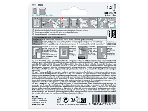 Kleefsttip tesa Powerstrips Click Medium 4 paar wit
