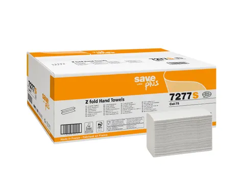 Handdoek Celtex Save Z-vouw 2-laags wit doos 25 pak a 120 vel 20,5 x 2