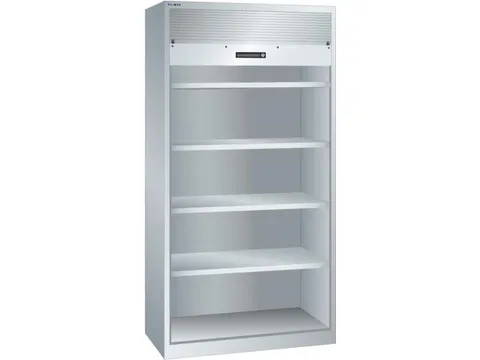 roldeurkast 1950x1000x580mm 4xStalen bodem cil.-slot sokkel RAL7035