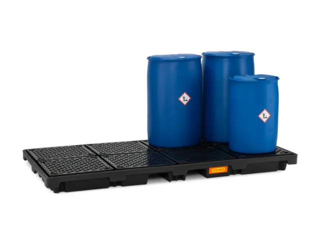 PE-opvangbak,v. 8x200l vat,opvangvol. 270l,HxBxD 180x2480x1280mm